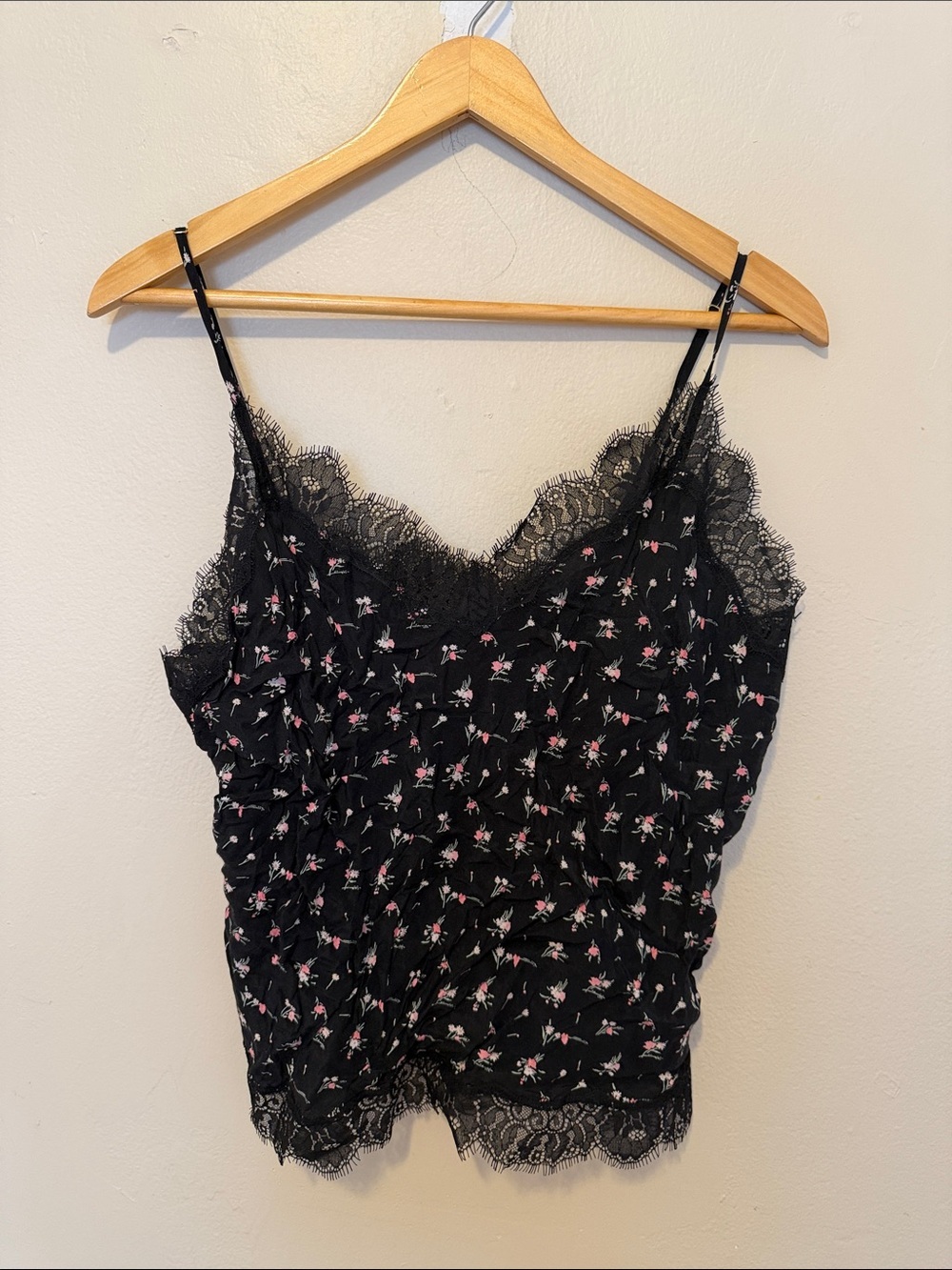 Victoria's Secret Black Floral Lace Trim Cami